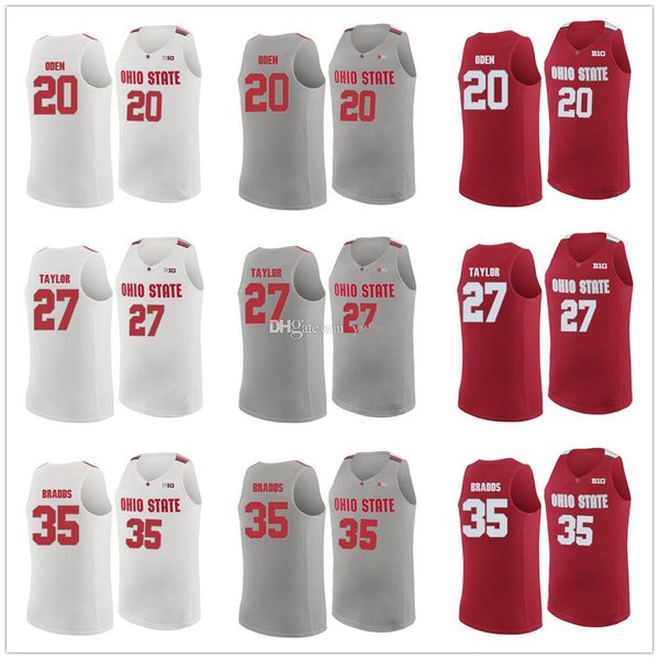 greg oden #20 basketball jerseys fred taylor #27 gary bradds #35 osu ohio state buckeyes college retro men's stitched custom any name, Black;red